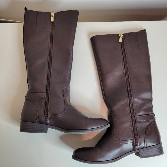 Nine West Suri 2 Brown Faux Leather Riding Boots Size Women's 5 - Picture 7 of 14